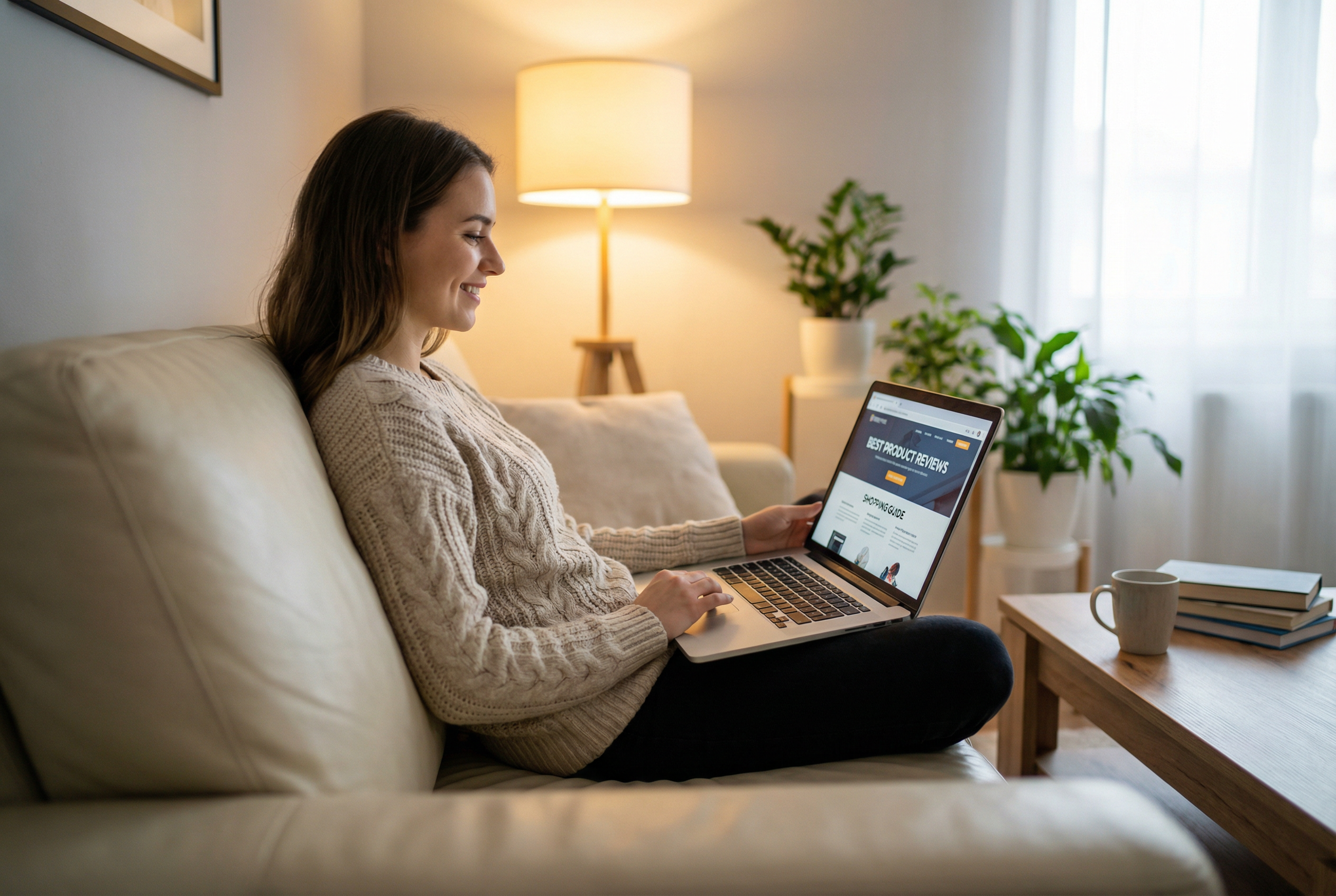 Person browsing products on laptop